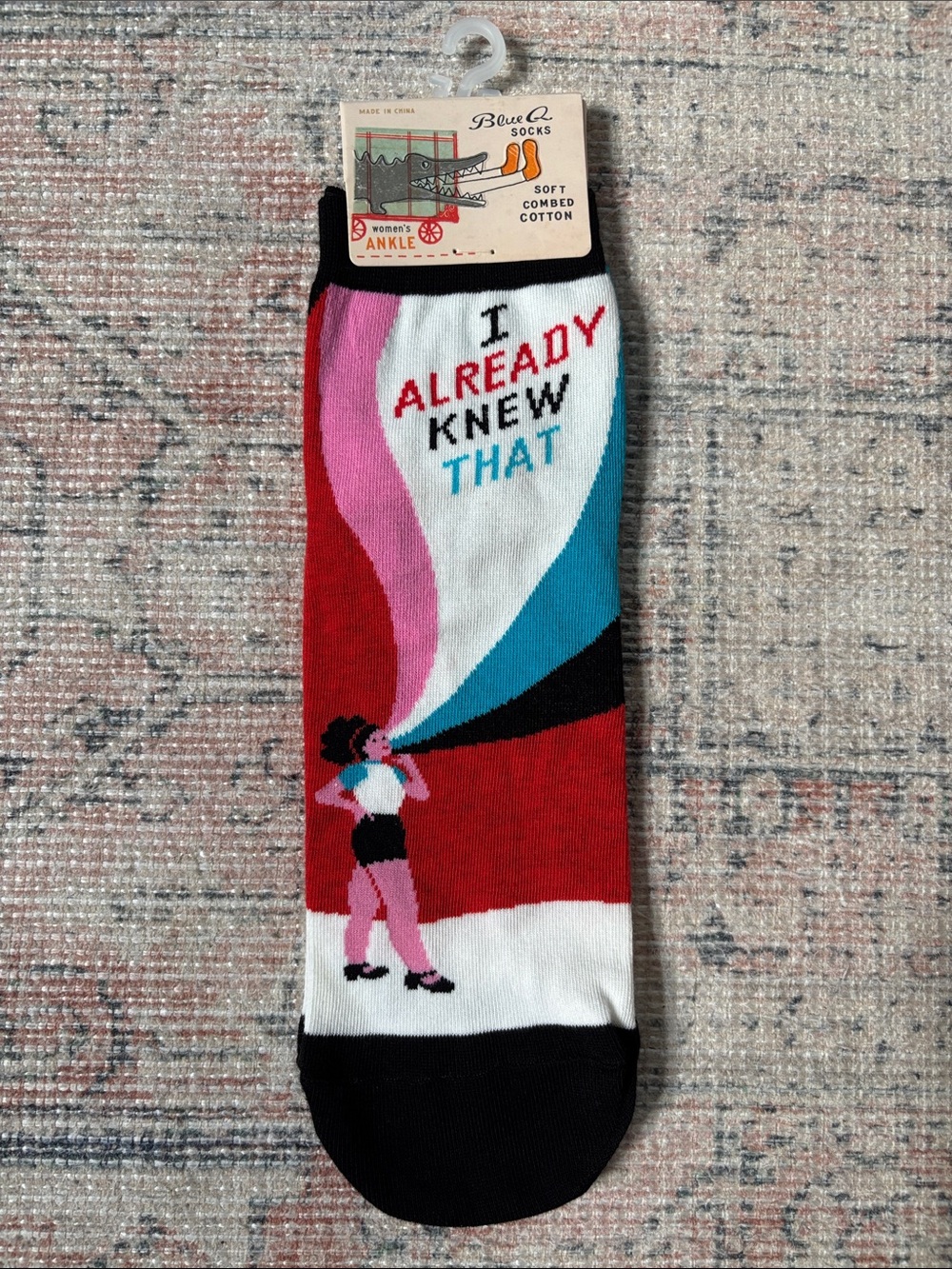 Blue Q 'I Already Knew That' Multicolor Novelty Ankle Socks